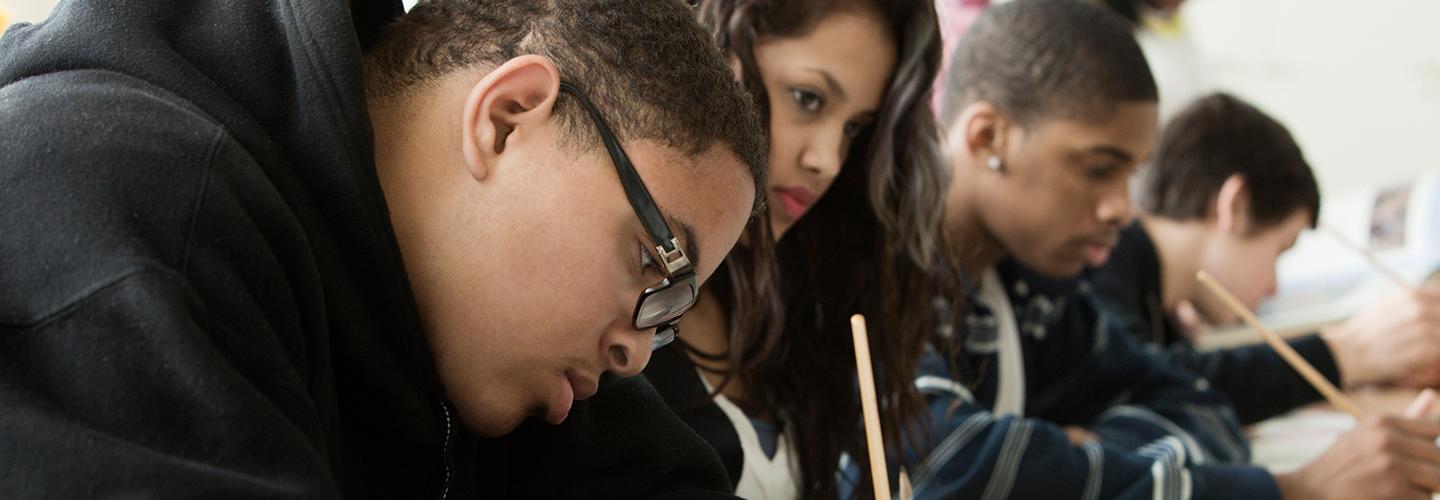 students studying in class